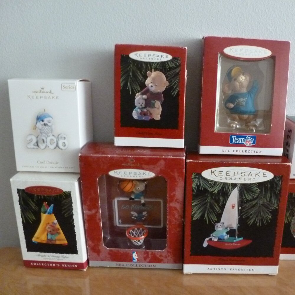 Hallmark Keepsake Lot of 7 Ornaments & Department 56 Christmas Figurine 1